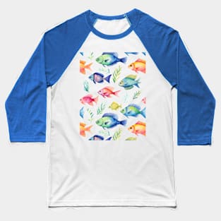 Tropical Fishes Pattern #1 Baseball T-Shirt